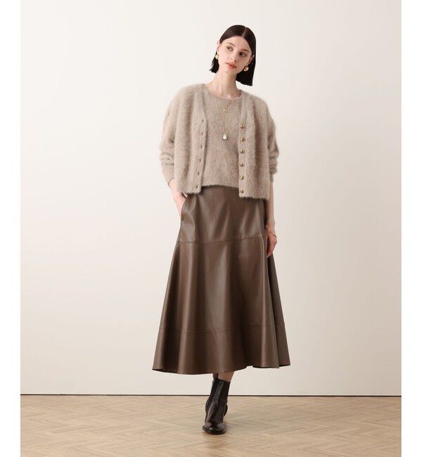 allureville「カシミヤブレンドファー加工Vカーディガン」|カーディガン|