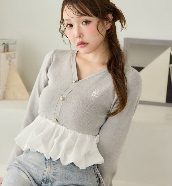  「ロゴ刺繍入りバルーントップス」|ニット・セーター|