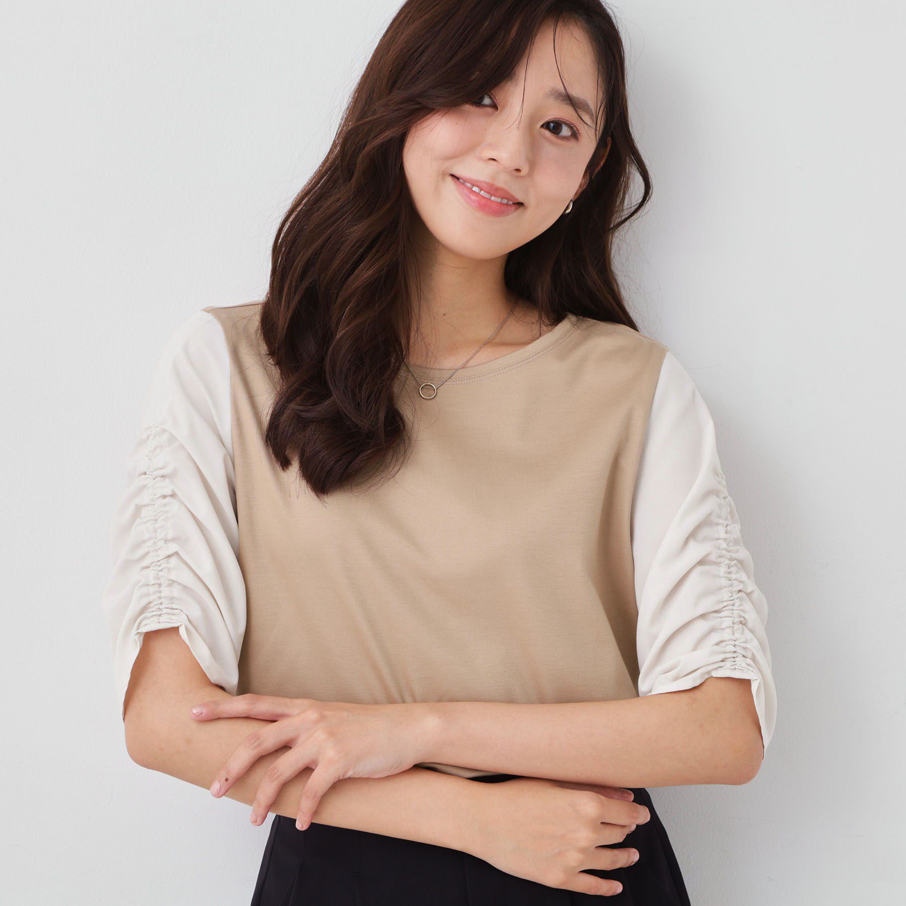COUP DE CHANCE「【手洗い可／日本製】袖ギャザーカットソー」|Tシャツ・カットソー|