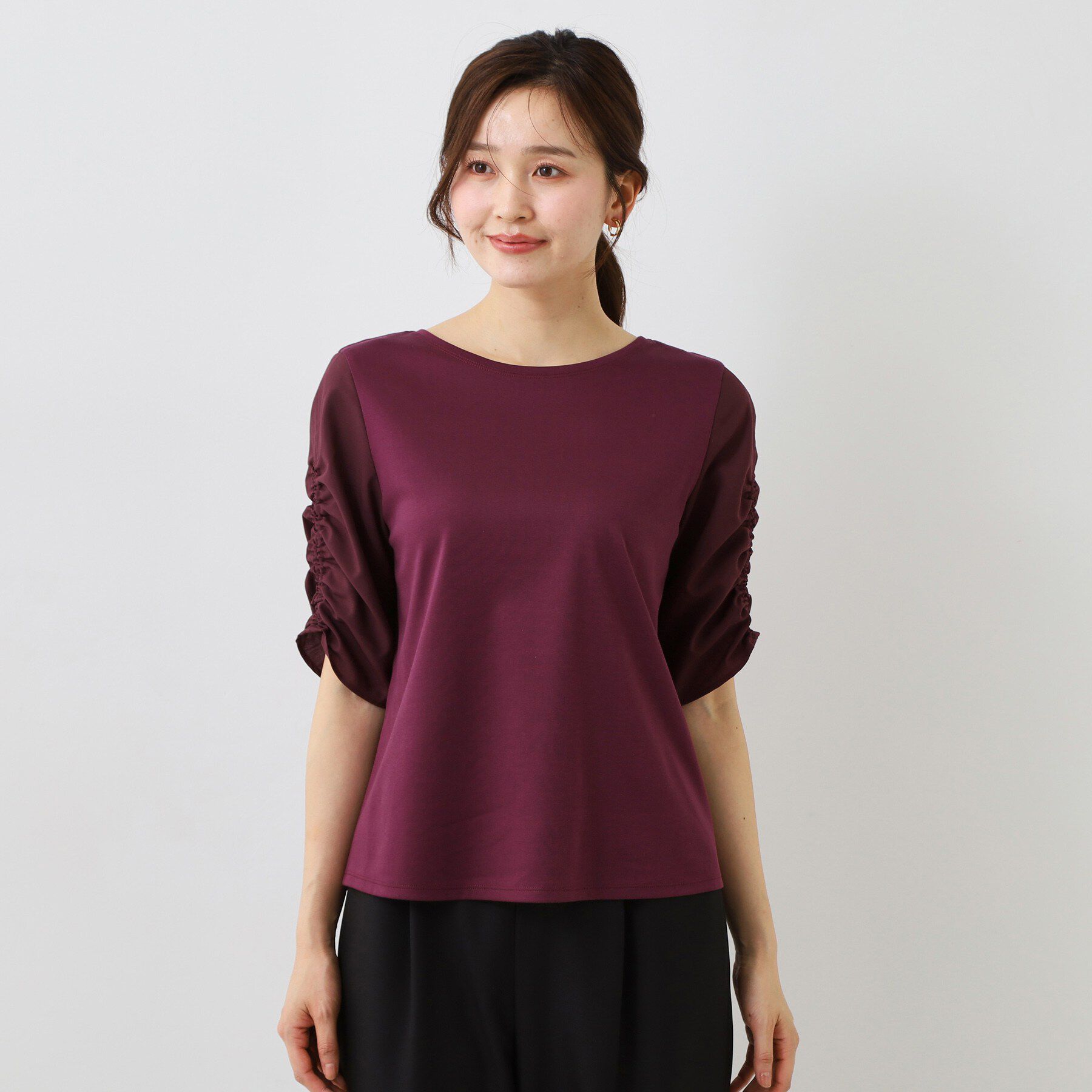 COUP DE CHANCE「【手洗い可／日本製】袖ギャザーカットソー」|Tシャツ・カットソー|