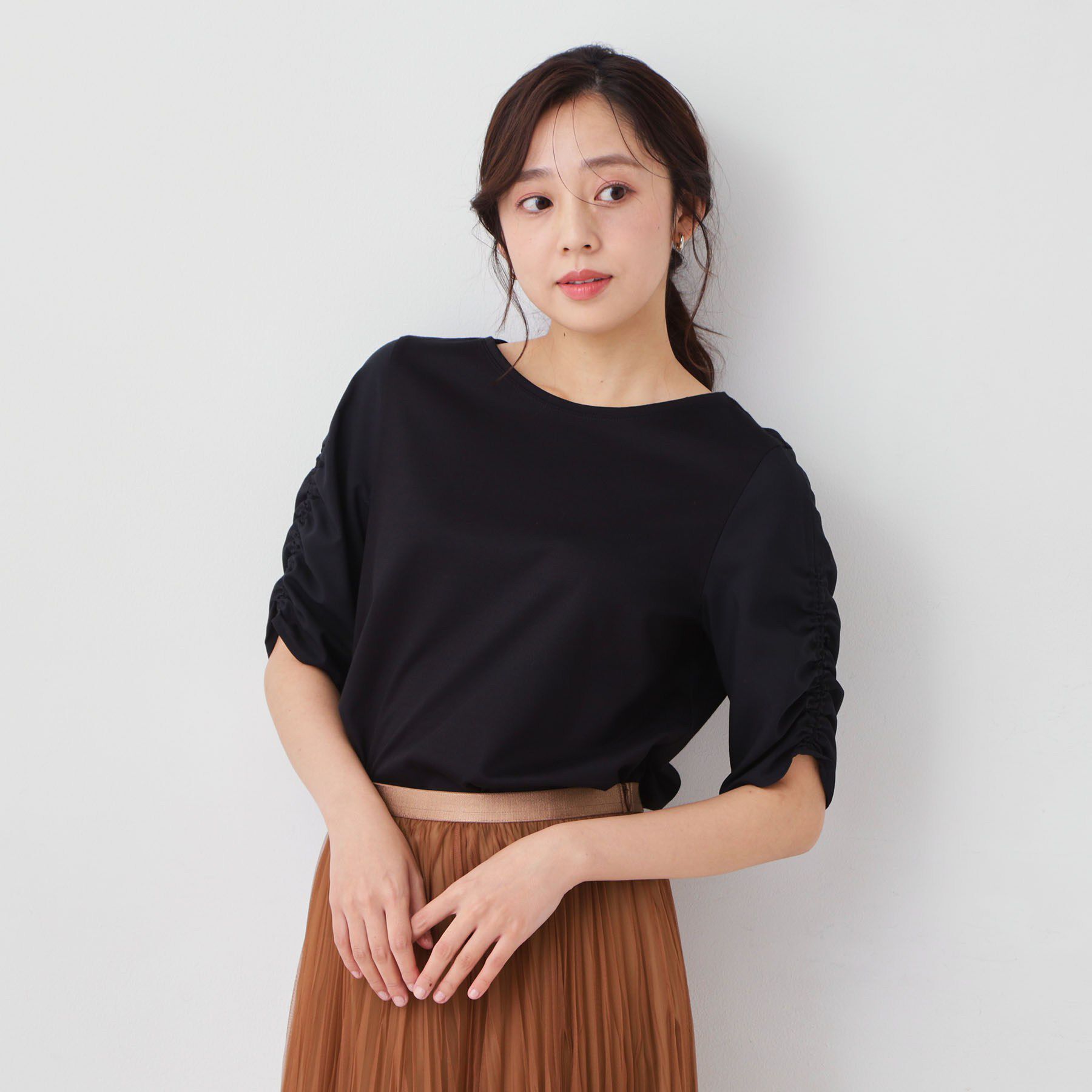 COUP DE CHANCE「【手洗い可／日本製】袖ギャザーカットソー」|Tシャツ・カットソー|