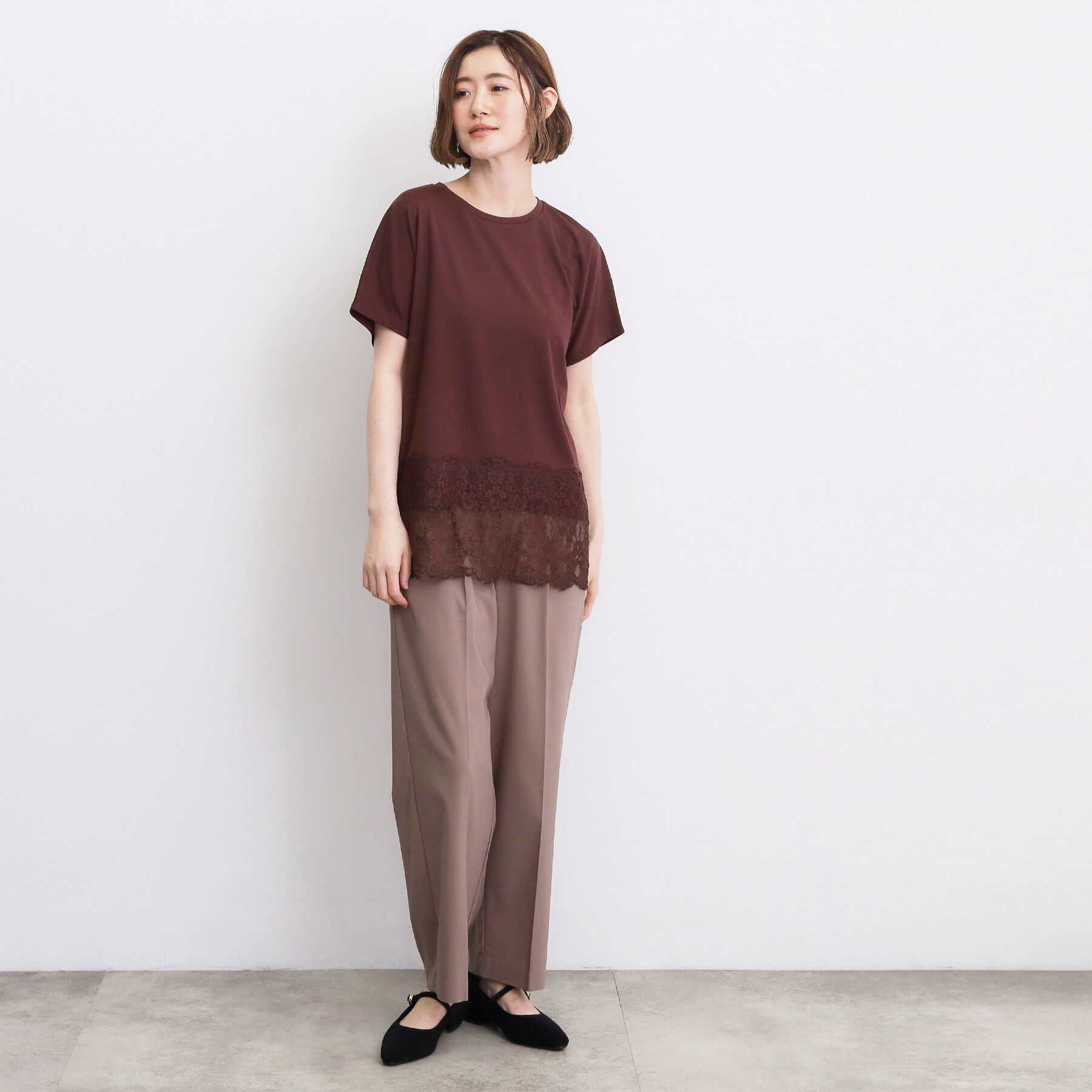 grove「【持続冷感/SET UP可】ひんやりポンチシリーズ／裾レースドルマンカットソー」|Tシャツ・カットソー|