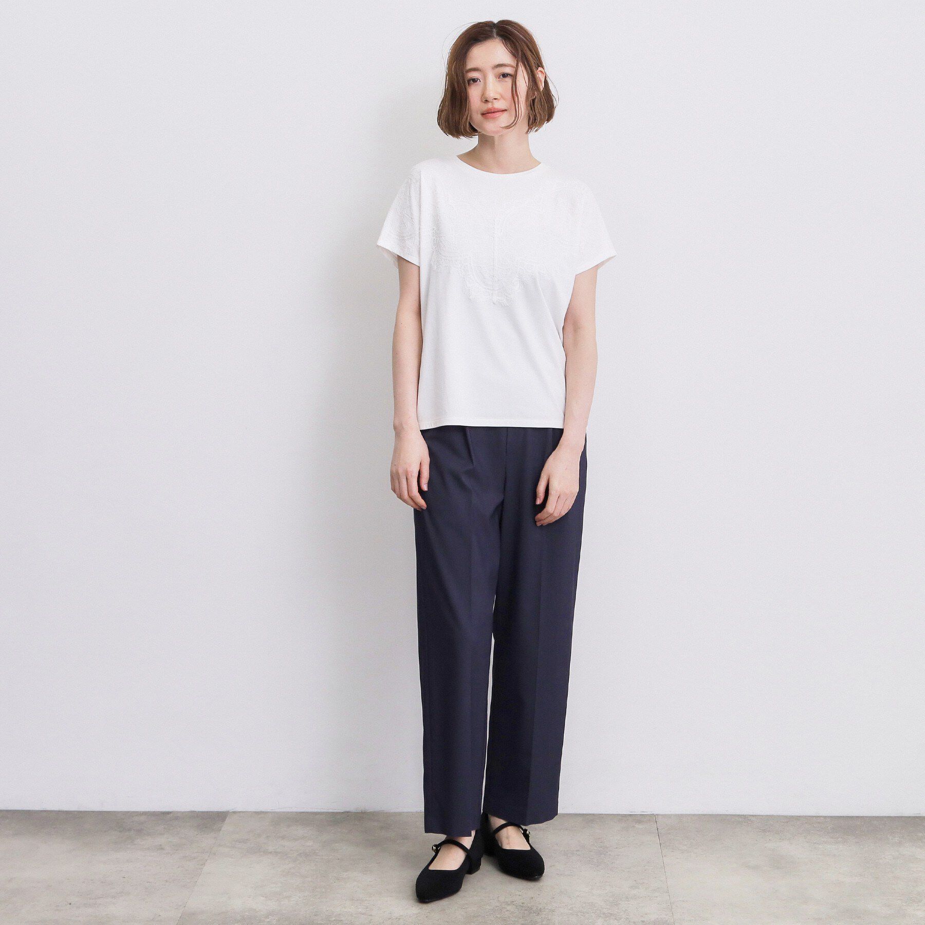 grove「【持続冷感/SET UP可】ひんやりポンチシリーズ／フロントレースドルマンカットソー」|Tシャツ・カットソー|