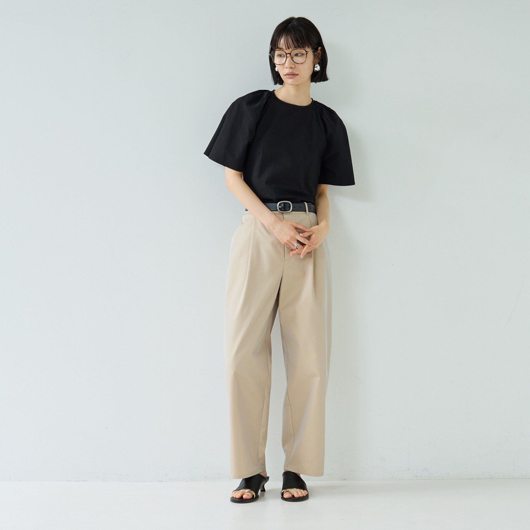 GALLEST「パフショルダーサッカーブラウス」|シャツ・ブラウス|