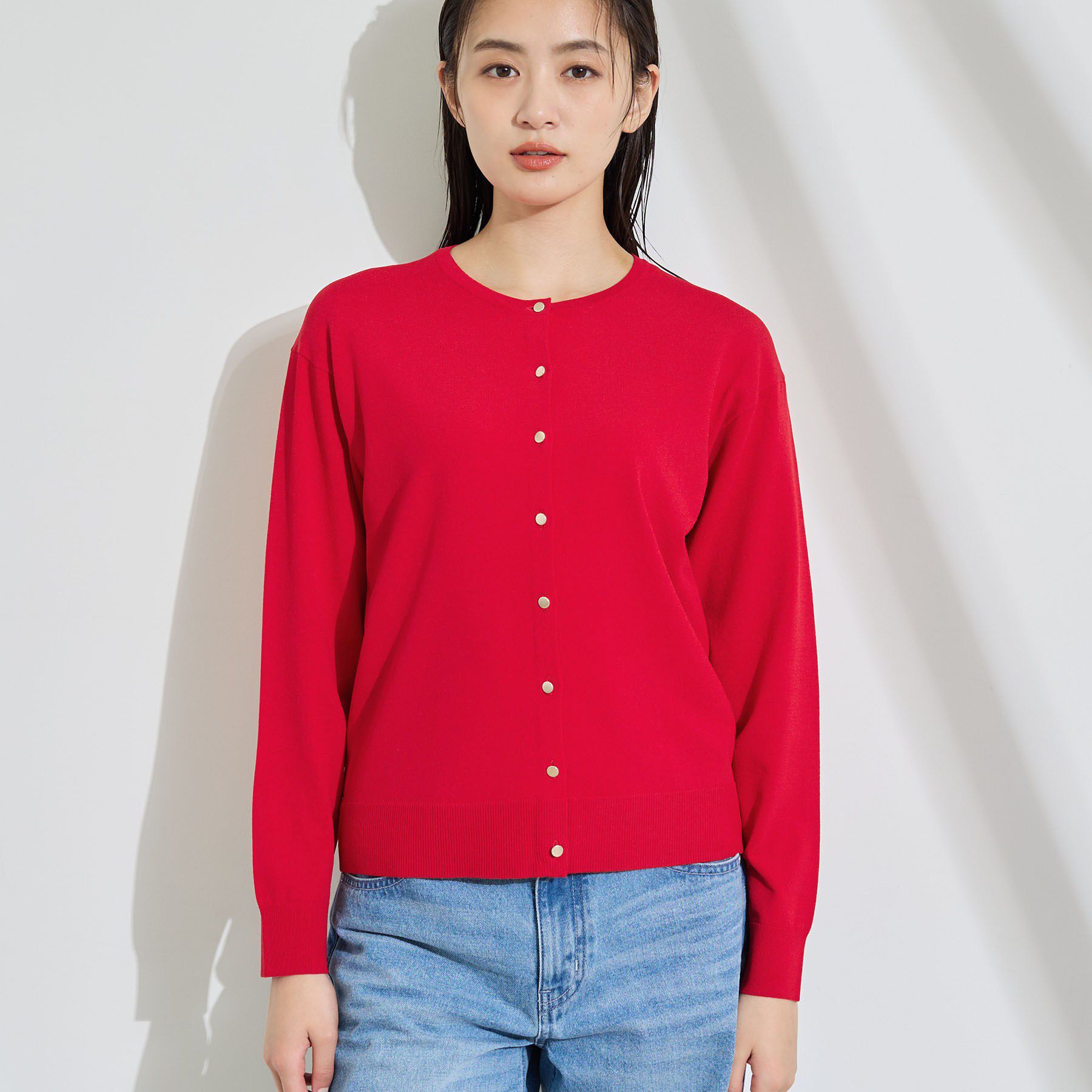 INDIVI「【2点セット】5分袖ニット＆カーディガン きれいめアンサンブルニット」|その他|