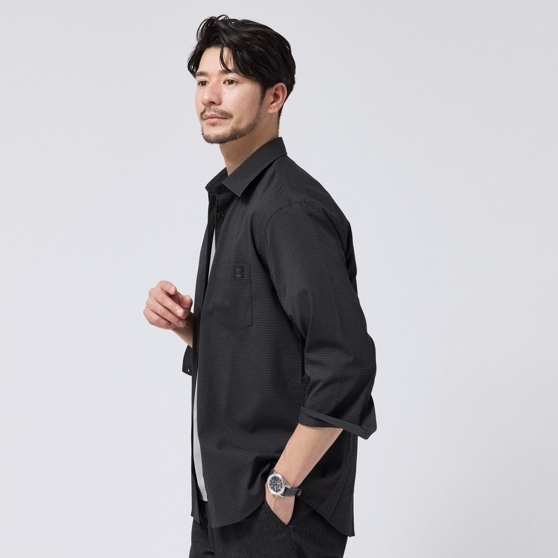 TAKEO KIKUCHI「【日本製】DotAir（R）サッカー7分袖シャツ」|シャツ・ブラウス|