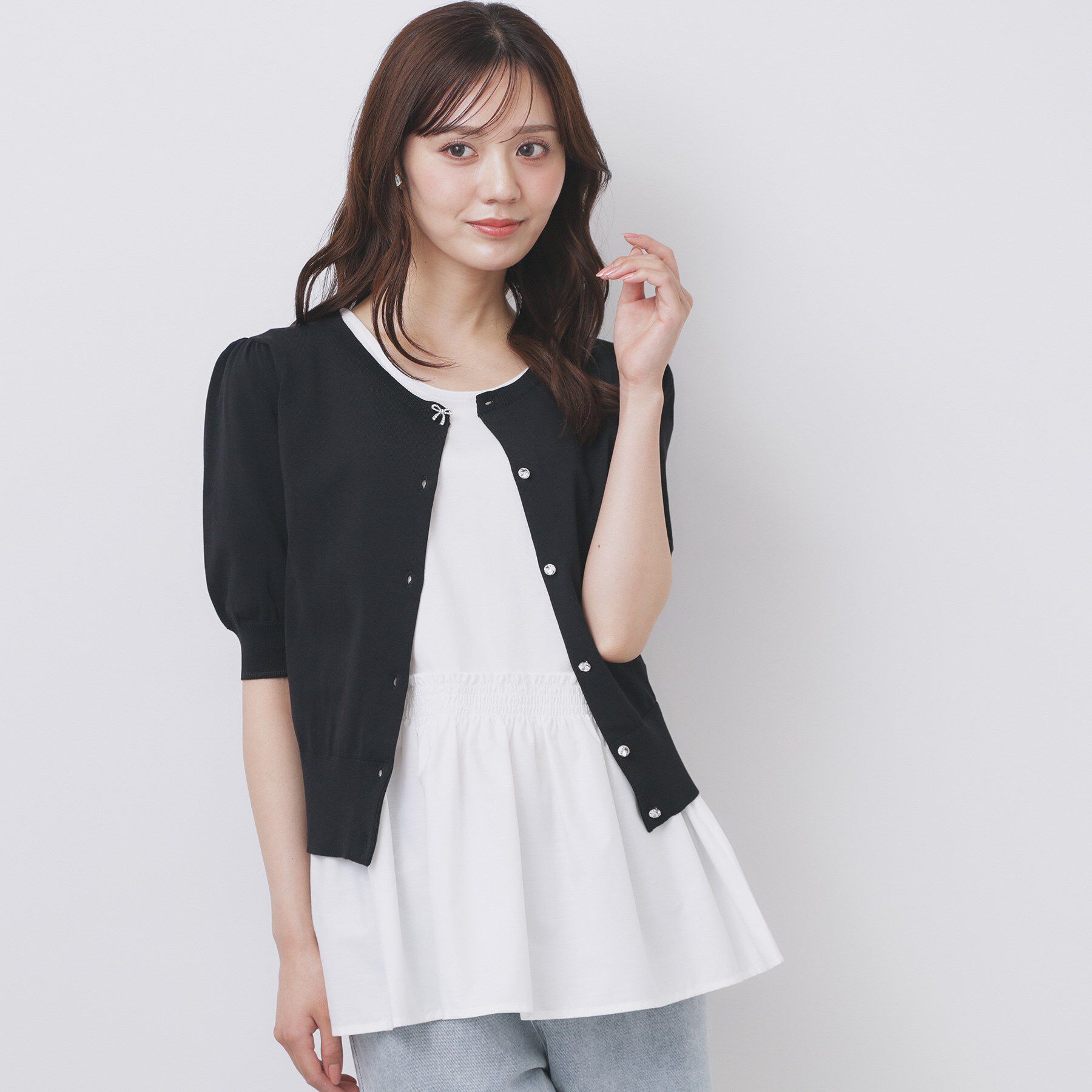 index「ノースリペプラムドッキングトップス【洗濯機洗い可／接触冷感】」|Tシャツ・カットソー|オフホワイト(003