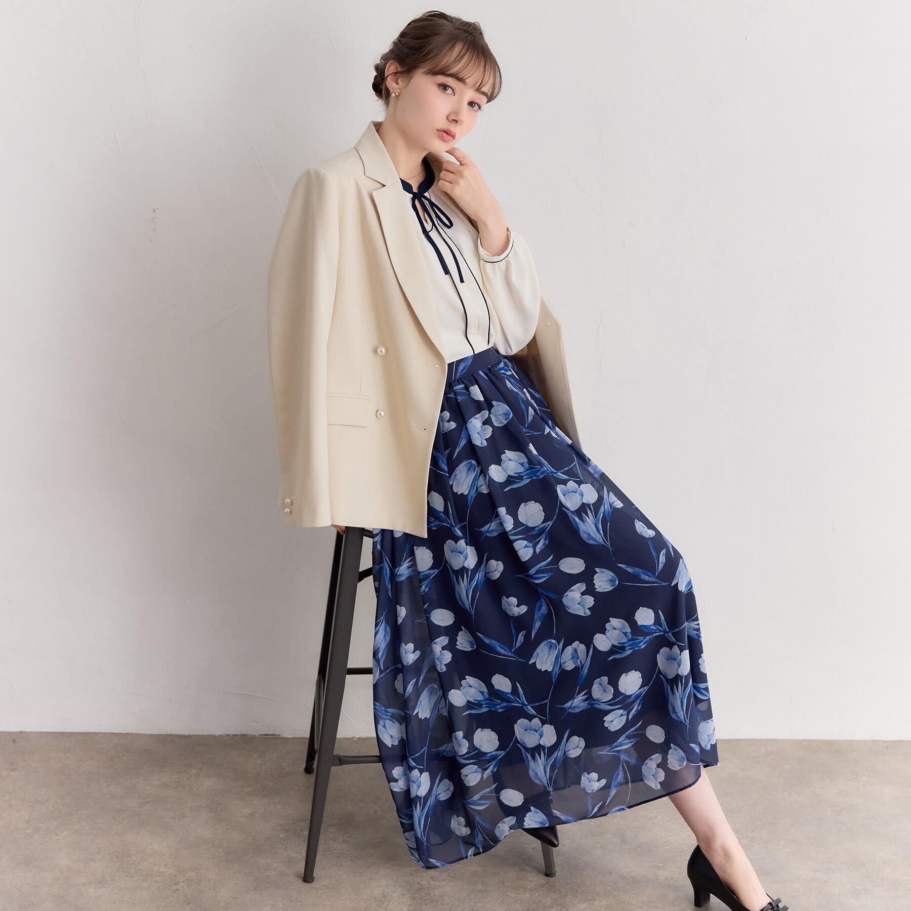 Couture broach「【洗える】チューリップ柄スカート」|スカート|