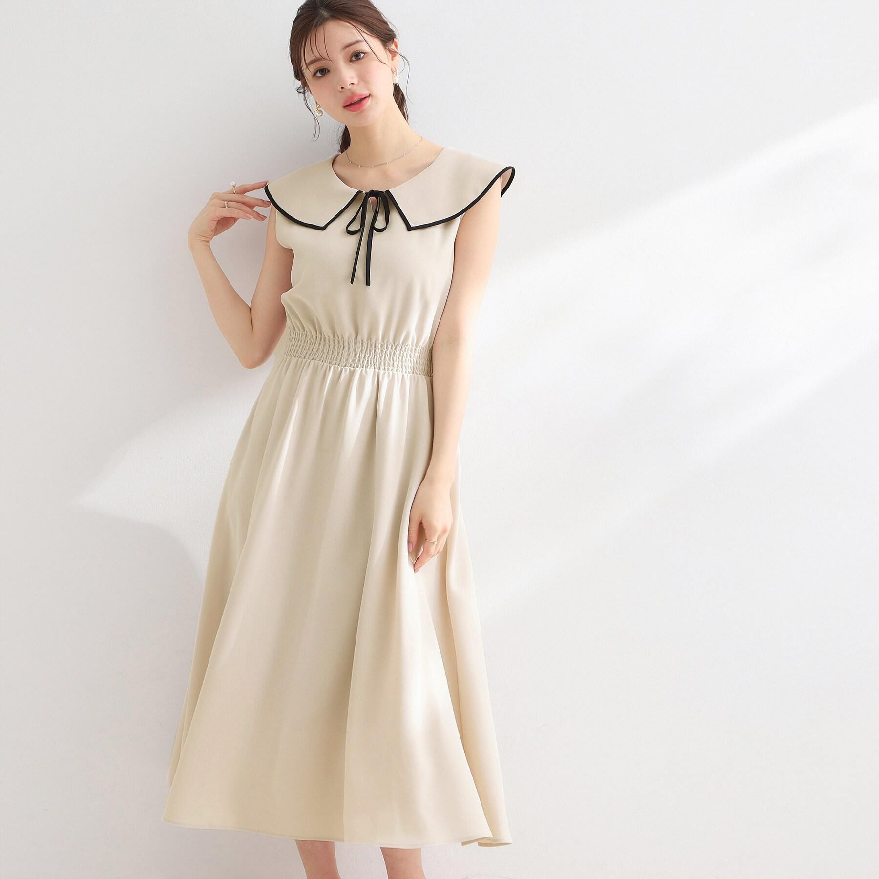 Couture broach「【洗える】リネンライク マリンワンピース」|ワンピース|ライトベージュ(55