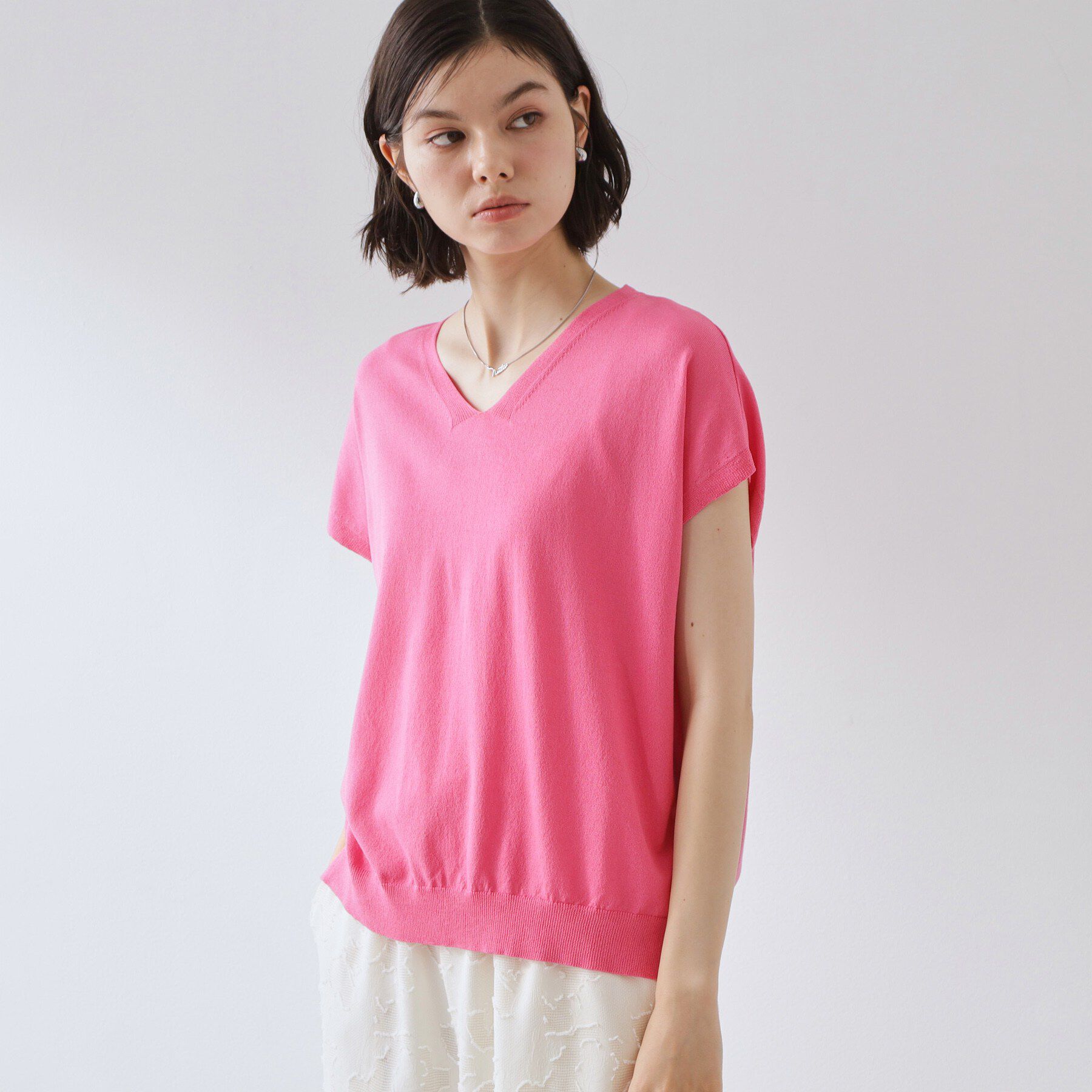 THE SHOP TK「【さらっとタッチ】風通しのいい Vネックサマーニット」|ニット・セーター|