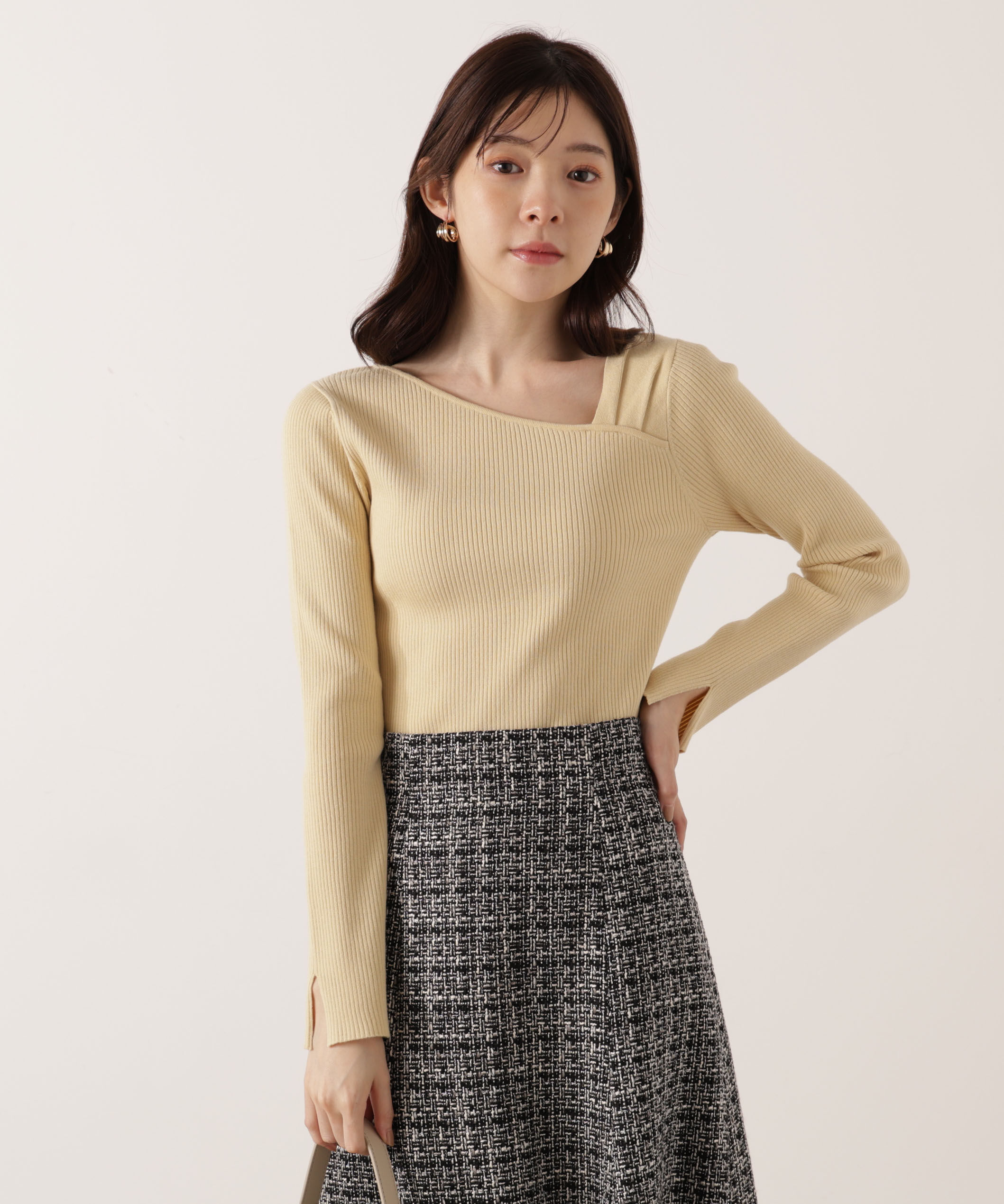 PROPORTION BODY DRESSING「アシメネックリブニット 25AW」|ニット・セーター|