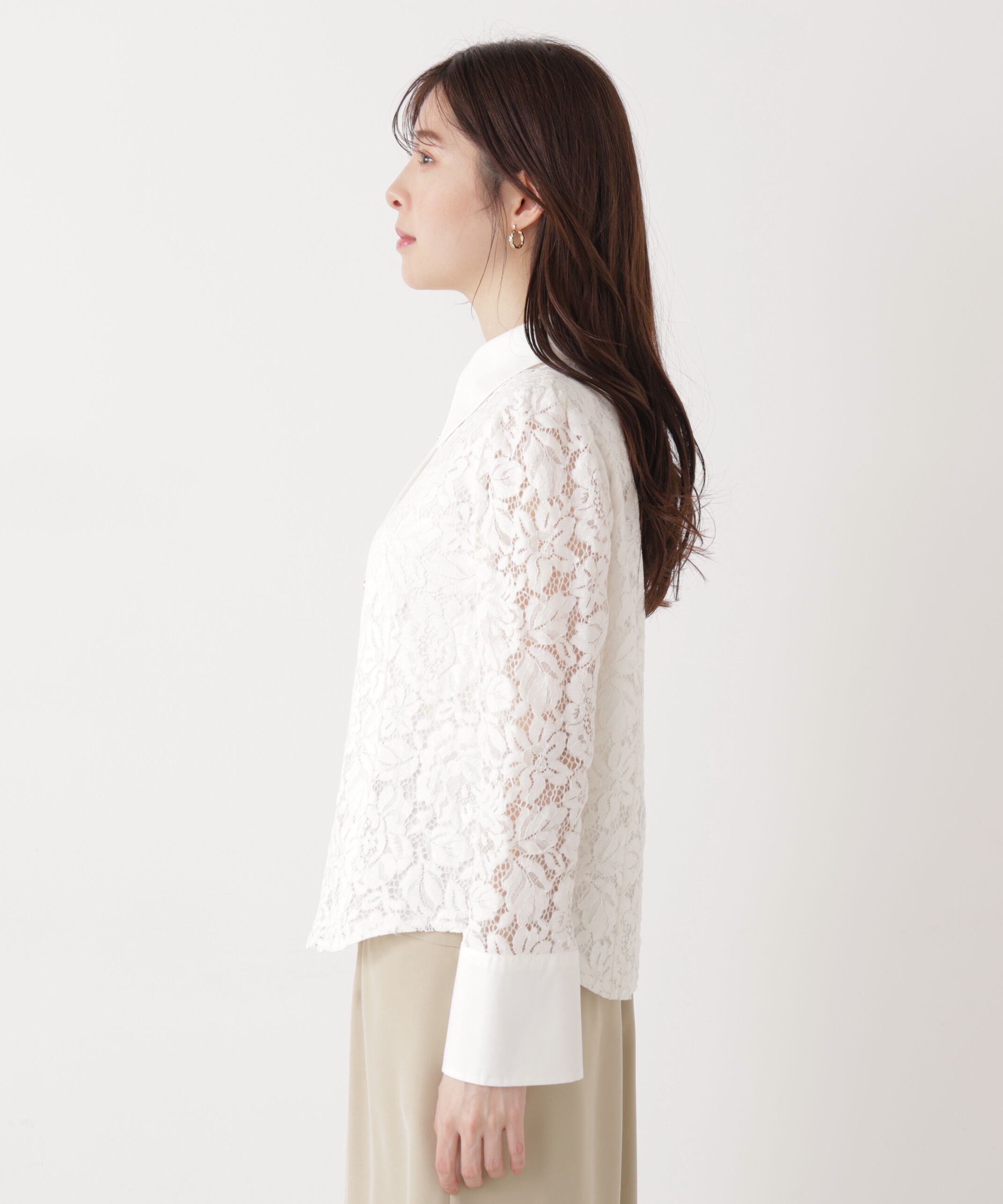 PROPORTION BODY DRESSING「ビッグ衿レースブラウス　26SS」|シャツ・ブラウス|