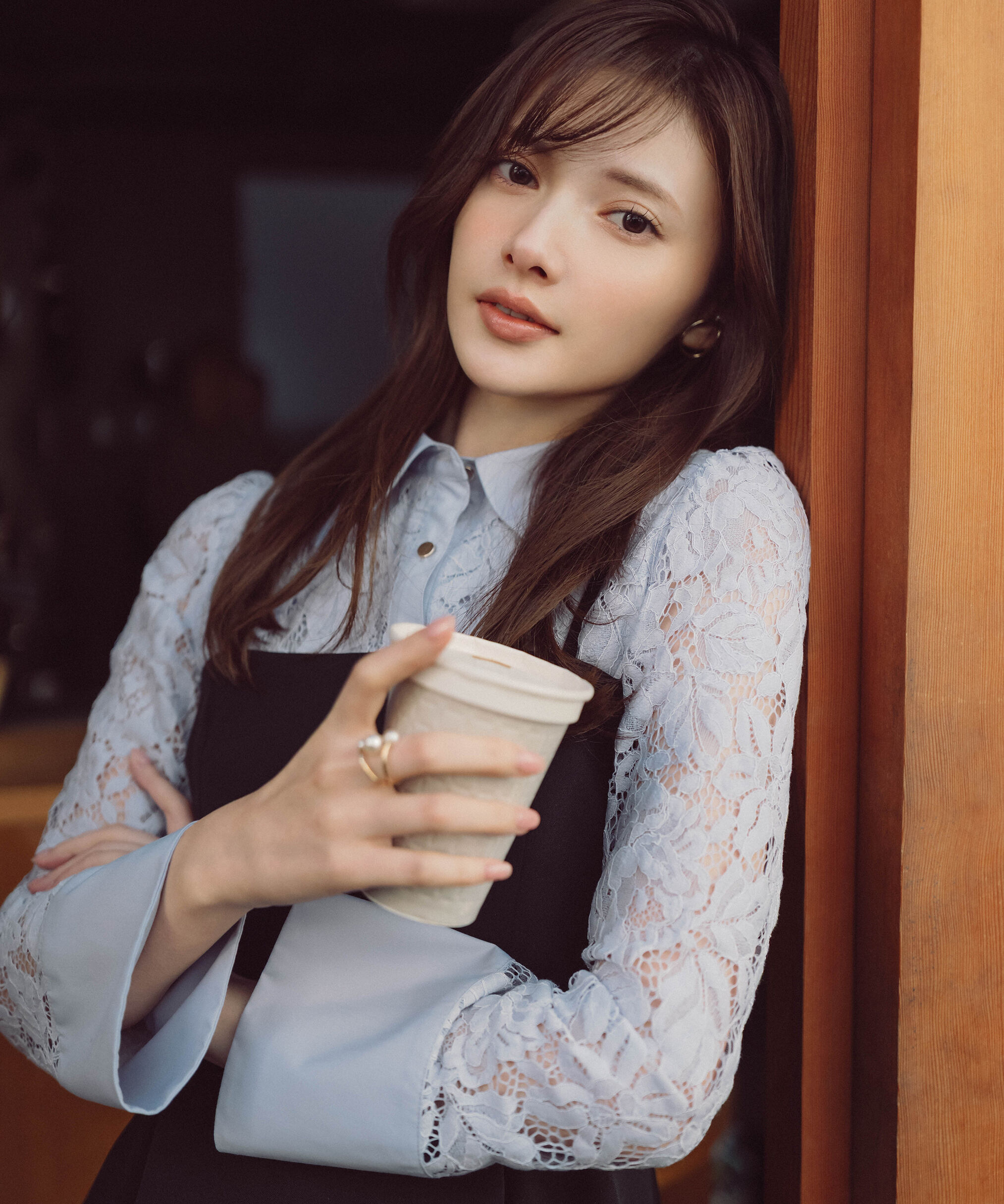 PROPORTION BODY DRESSING「ビッグ衿レースブラウス　26SS」|シャツ・ブラウス|ブルー