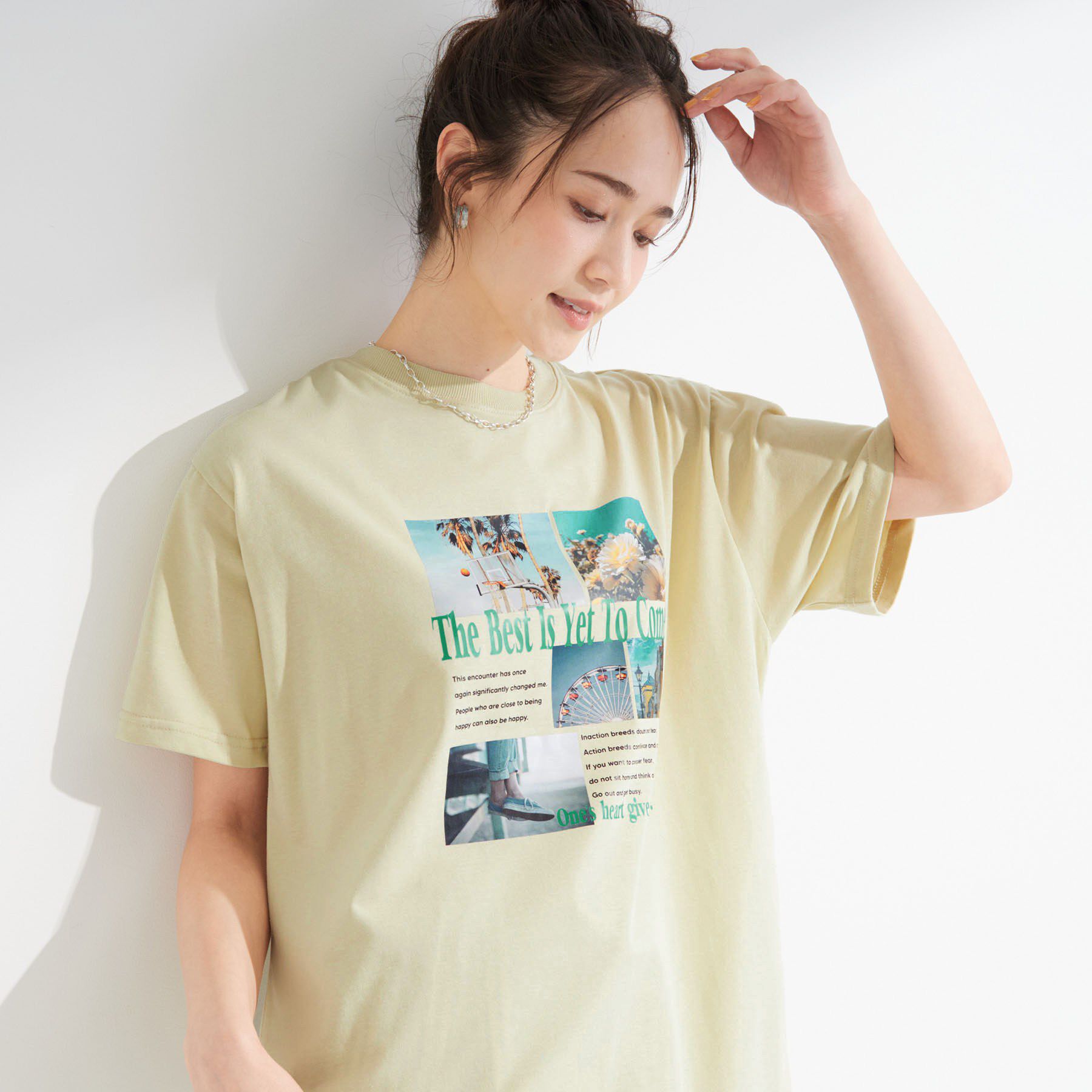 SHOO･LA･RUE「【ひんやり/S-LL】選べる4柄　デイリー使いにぴったりな 大人の頼れるTシャツ」|Tシャツ・カットソー|イエロー(031)