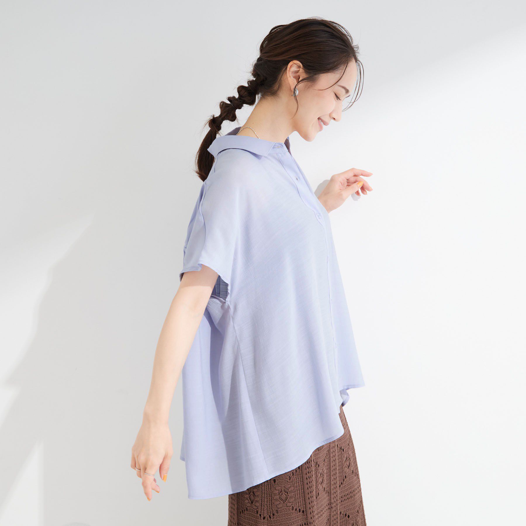 SHOO･LA･RUE「【ひんやり/UV】ほんのりシアーで上品な バックギャザーブラウス」|シャツ・ブラウス|