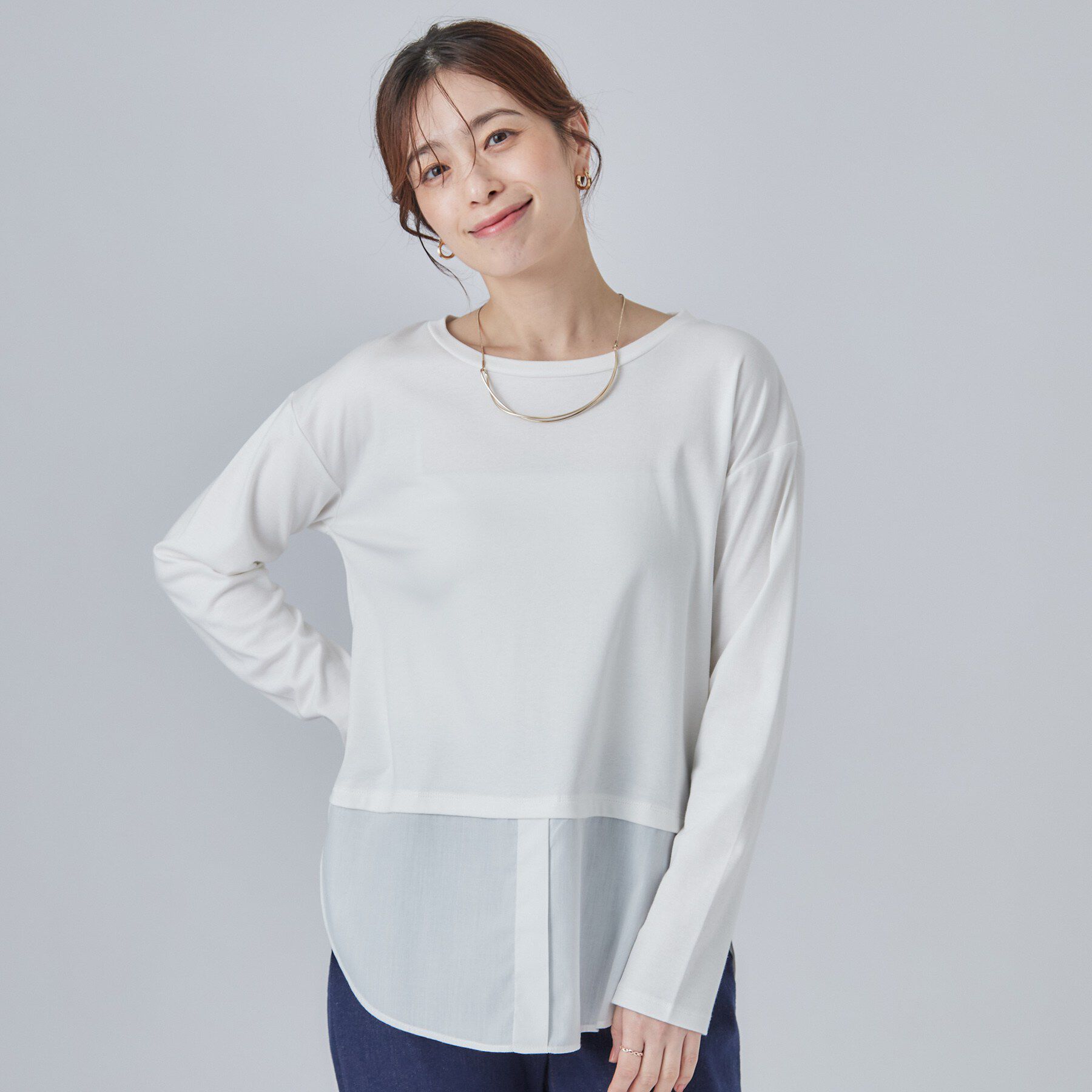 SHOO･LA･RUE「【洗濯機可/S-LL】着こなし広がる レイヤードアソートTシャツ」|Tシャツ・カットソー|