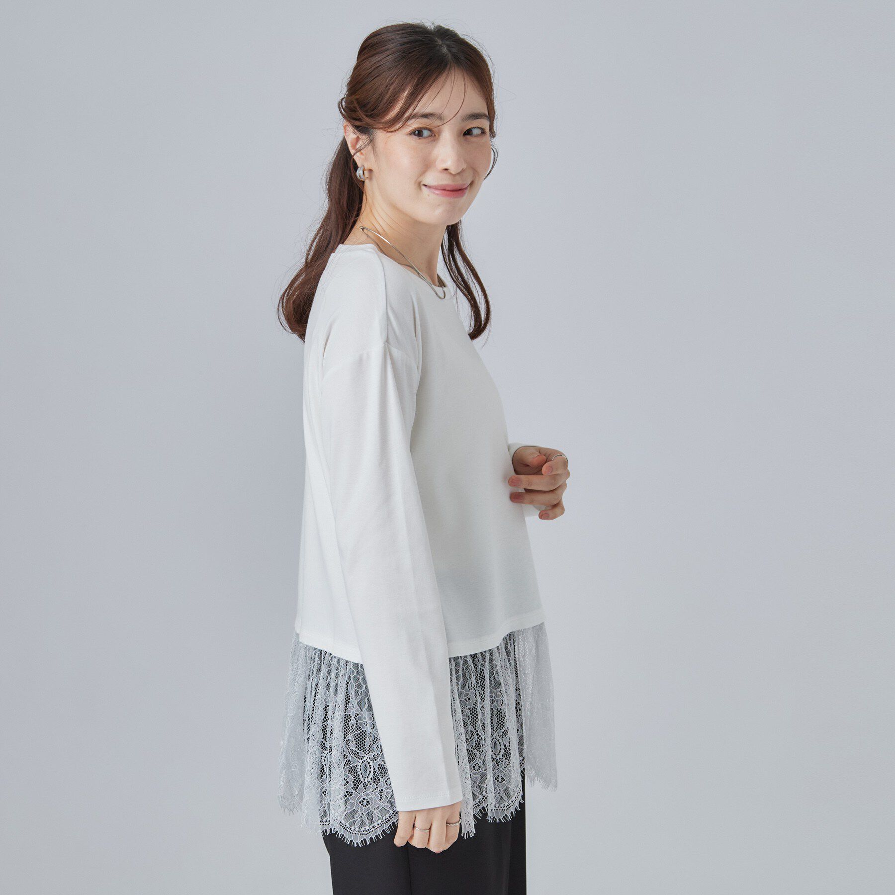 SHOO･LA･RUE「【洗濯機可/S-LL】着こなし広がる レイヤードアソートTシャツ」|Tシャツ・カットソー|