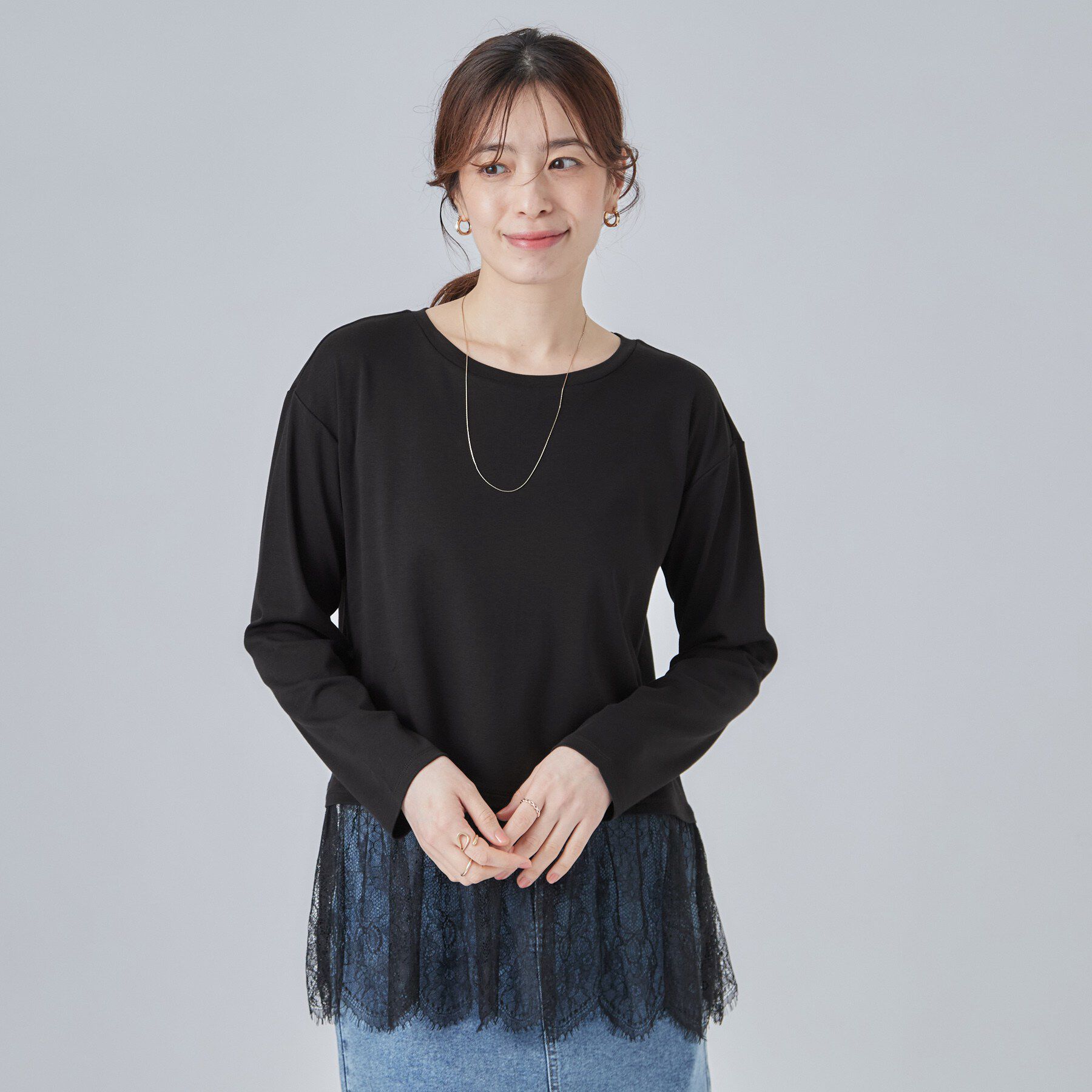 SHOO･LA･RUE「【洗濯機可/S-LL】着こなし広がる レイヤードアソートTシャツ」|Tシャツ・カットソー|