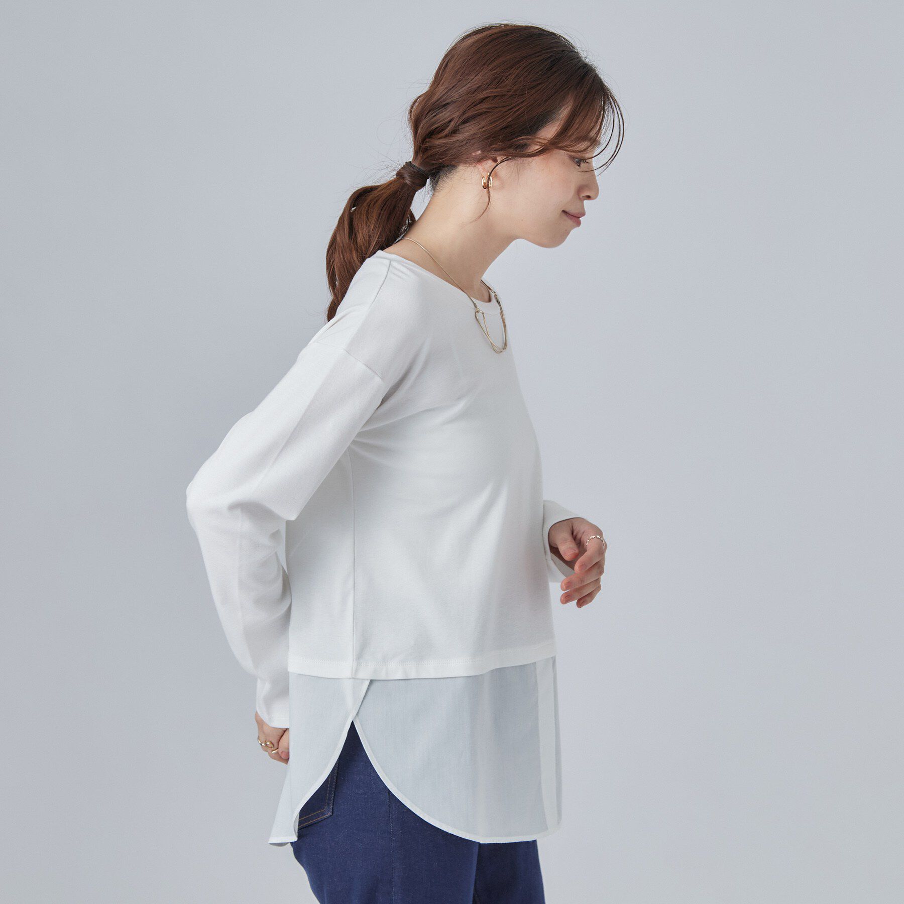 SHOO･LA･RUE「【洗濯機可/S-LL】着こなし広がる レイヤードアソートTシャツ」|Tシャツ・カットソー|