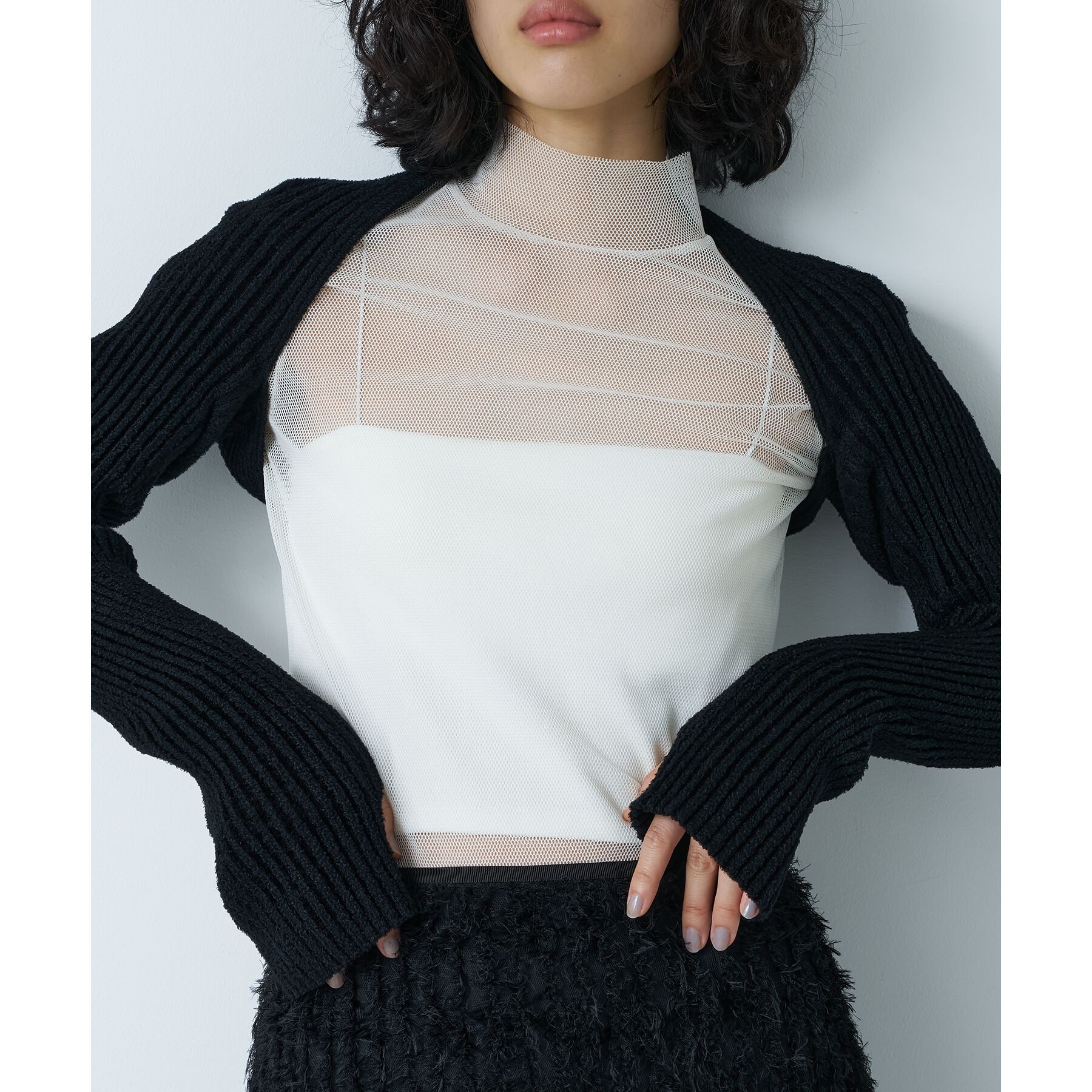 CODE A「mesh sheer tops」|Tシャツ・カットソー|ホワイト(001)