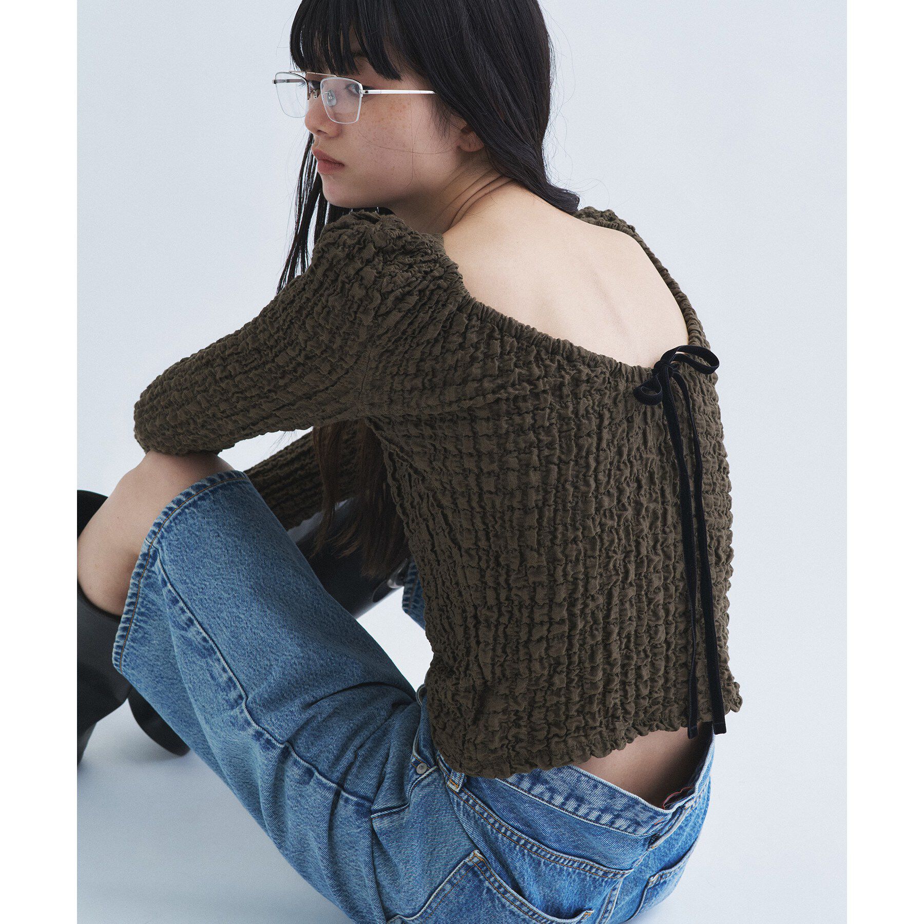 CODE A「crinkle ribbon 2way top」|Tシャツ・カットソー|