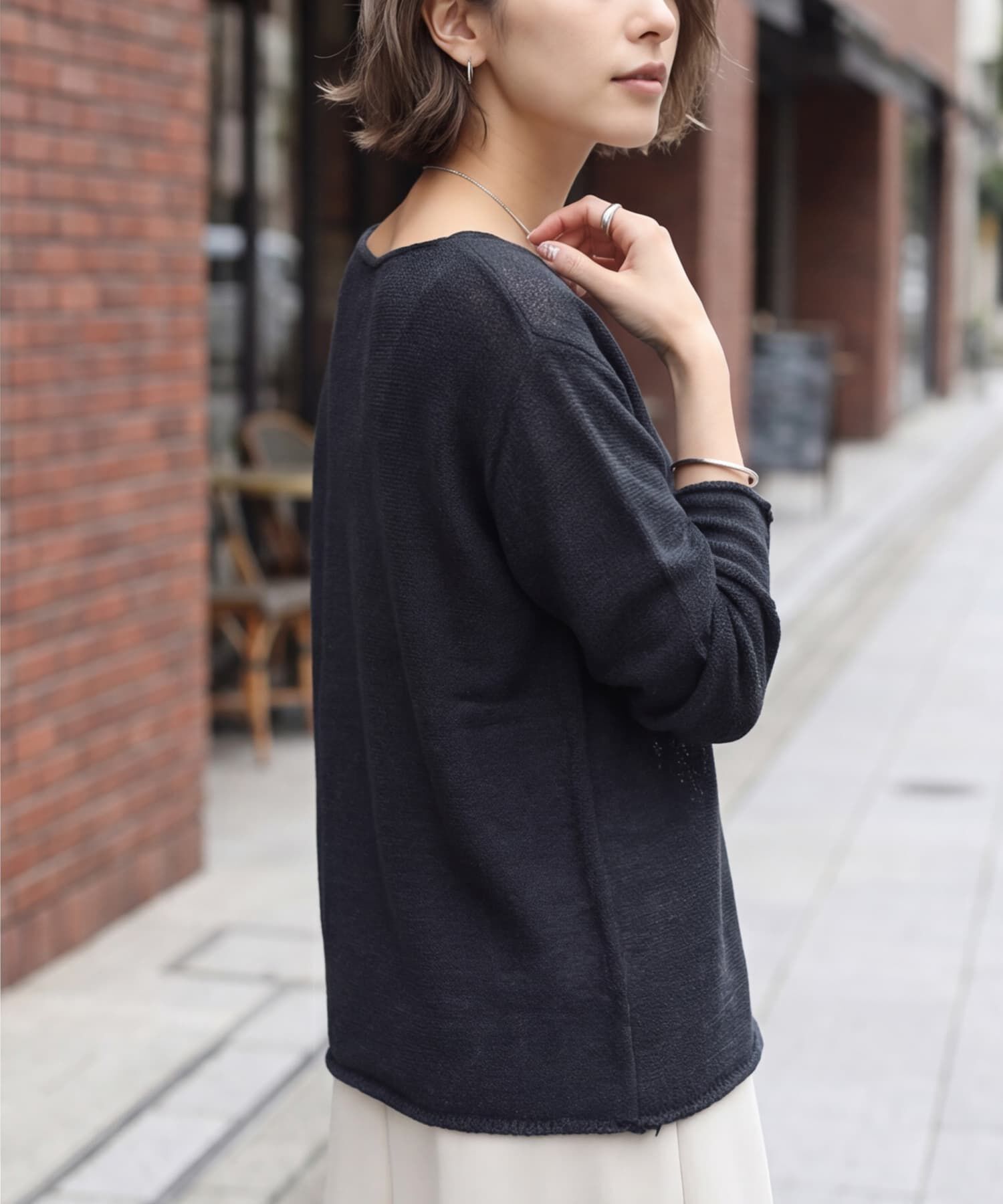STYLE DELI「カラッとした綿シアーボートネックニット」|Tシャツ・カットソー|