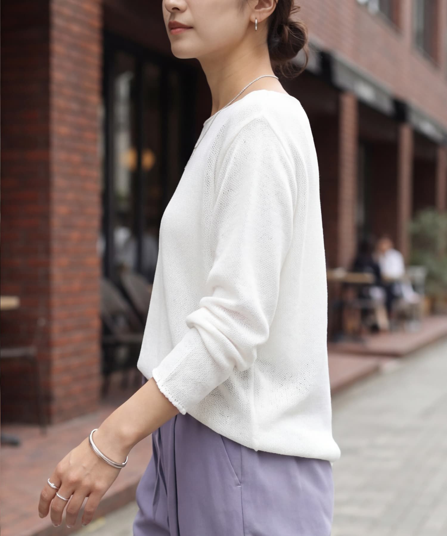 STYLE DELI「カラッとした綿シアーボートネックニット」|Tシャツ・カットソー|