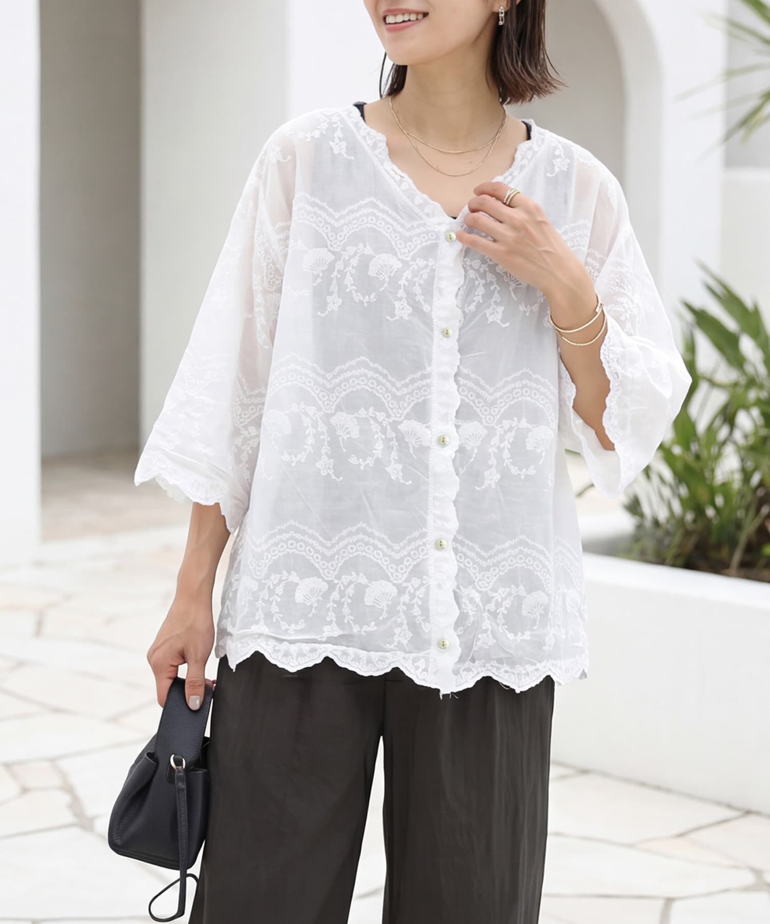 STYLE DELI「レース刺繍コットンカーディガン」|カーディガン|