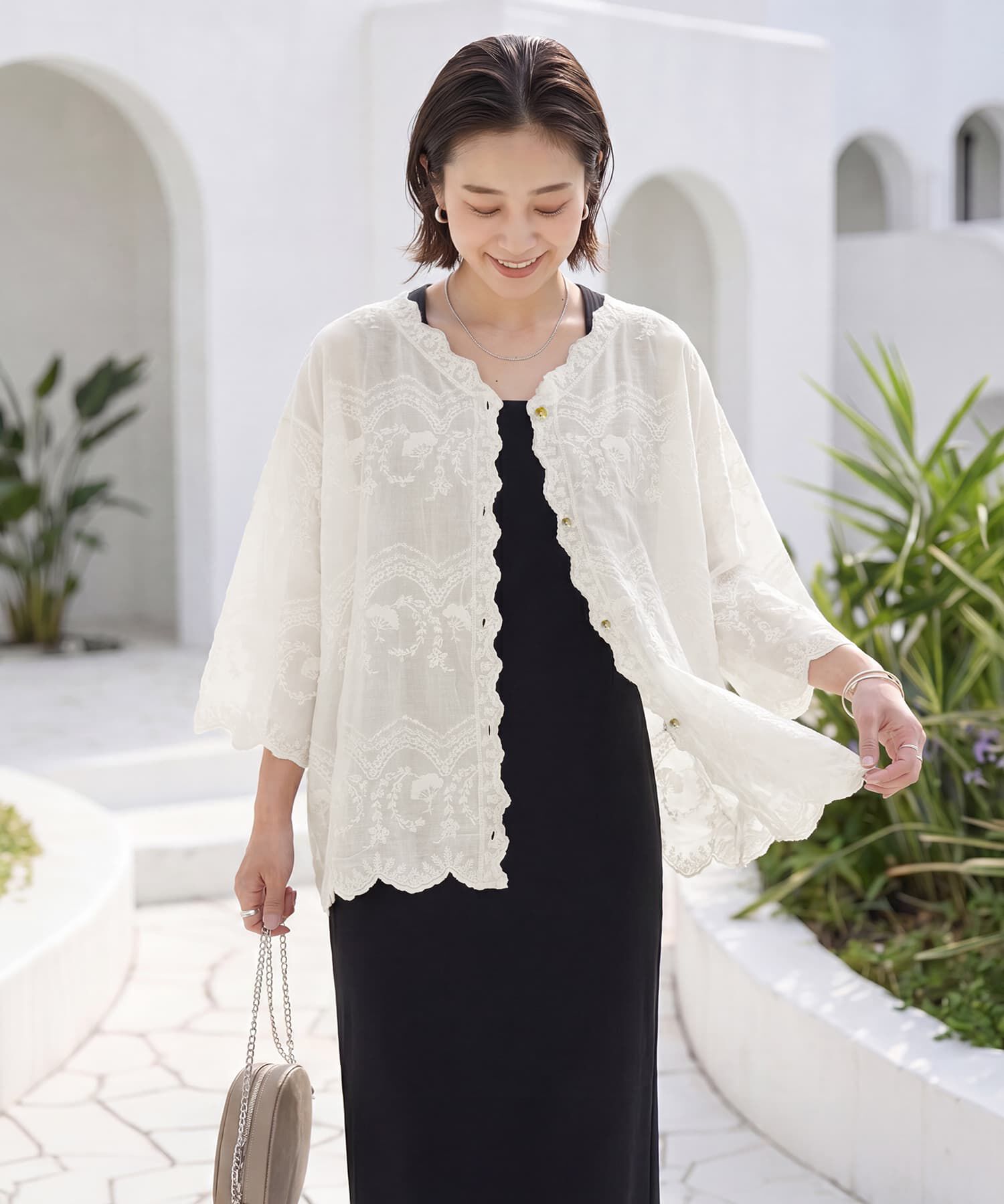 STYLE DELI「レース刺繍コットンカーディガン」|カーディガン|クリーム