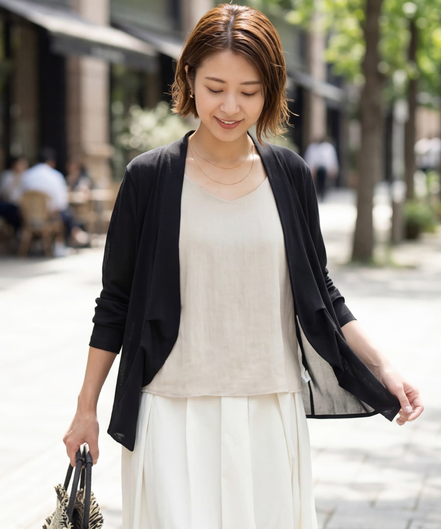STYLE DELI「【selection】さらさら超え背面シフォンカーディガン」|カーディガン|ブラック