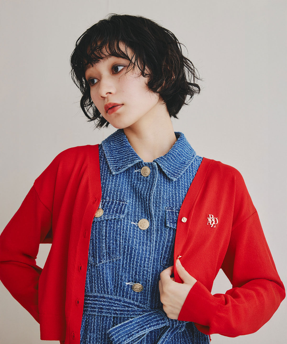 REDYAZEL「レーザーカットデニムロングシャツワンピース」|ワンピース|