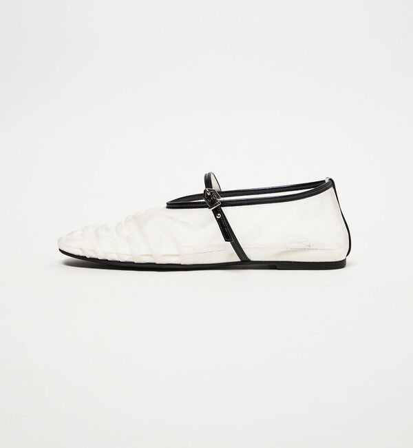 SY UNITED ARROWS「＜SY＞シースルーギャザーベルトフラット10&uarr;」|パンプス|WHITE