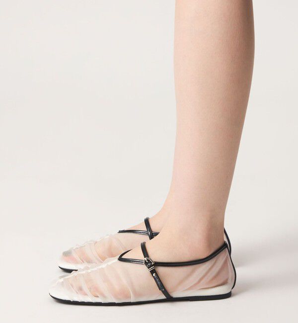 SY UNITED ARROWS「＜SY＞シースルーギャザーベルトフラット10&uarr;」|パンプス|