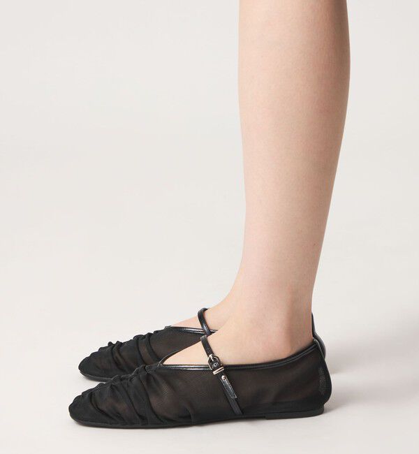 SY UNITED ARROWS「＜SY＞シースルーギャザーベルトフラット10&uarr;」|パンプス|