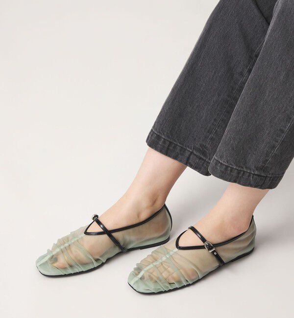 SY UNITED ARROWS「＜SY＞シースルーギャザーベルトフラット10&uarr;」|パンプス|