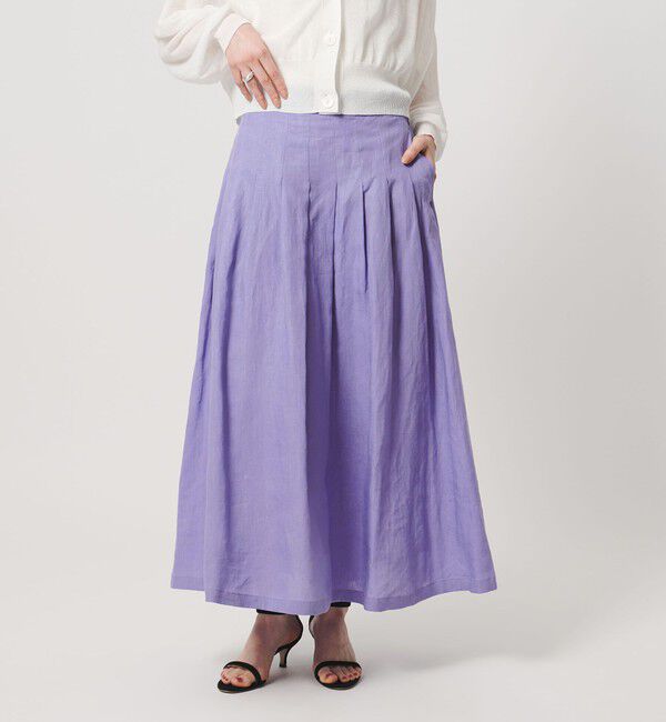 UNITED ARROWS「リネン タック ロングスカート ‐ウォッシャブル‐」|スカート|LILAC