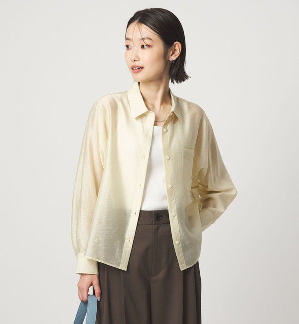UNITED ARROWS green label relaxing「エアリー シアー ロングスリーブ シャツ ウォッシャブル 接触冷感」|シャツ・ブラウス|OFF WHITE