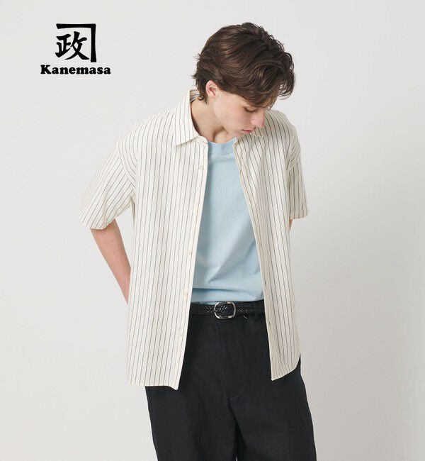 BEAUTY&YOUTH UNITED ARROWS「カネマサ莫大小 ストライプ スクエア フィット レギュラー シャツ」|シャツ・ブラウス|OFF WHITE