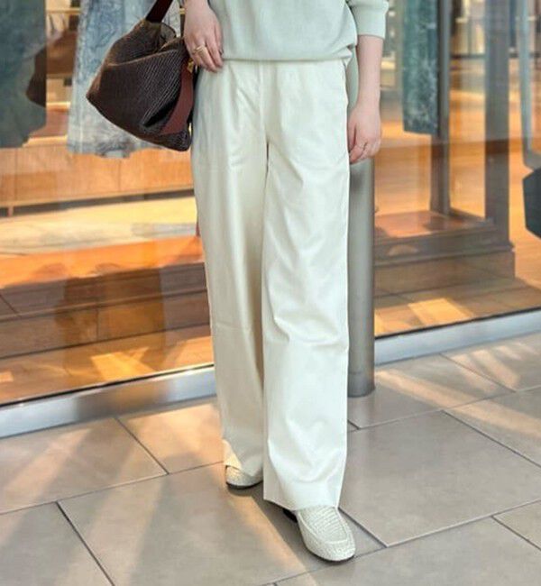 MACPHEE「コットンレーヨンリネンストレッチ ストレートパンツ」|その他|41 ライトベージュ
