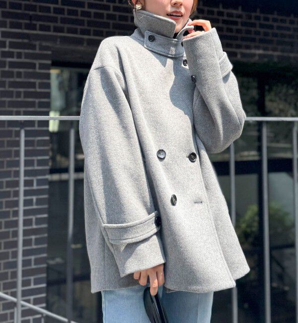 NOLLEY'S「【一部WEB限カラー】ウールカシミヤダブルブレストコート」|ピーコート|ライトグレー