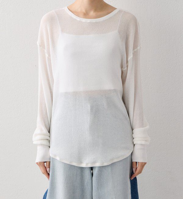  「【前後2WAY】シアーワッフル2WAYロンTee」|ニット・セーター|