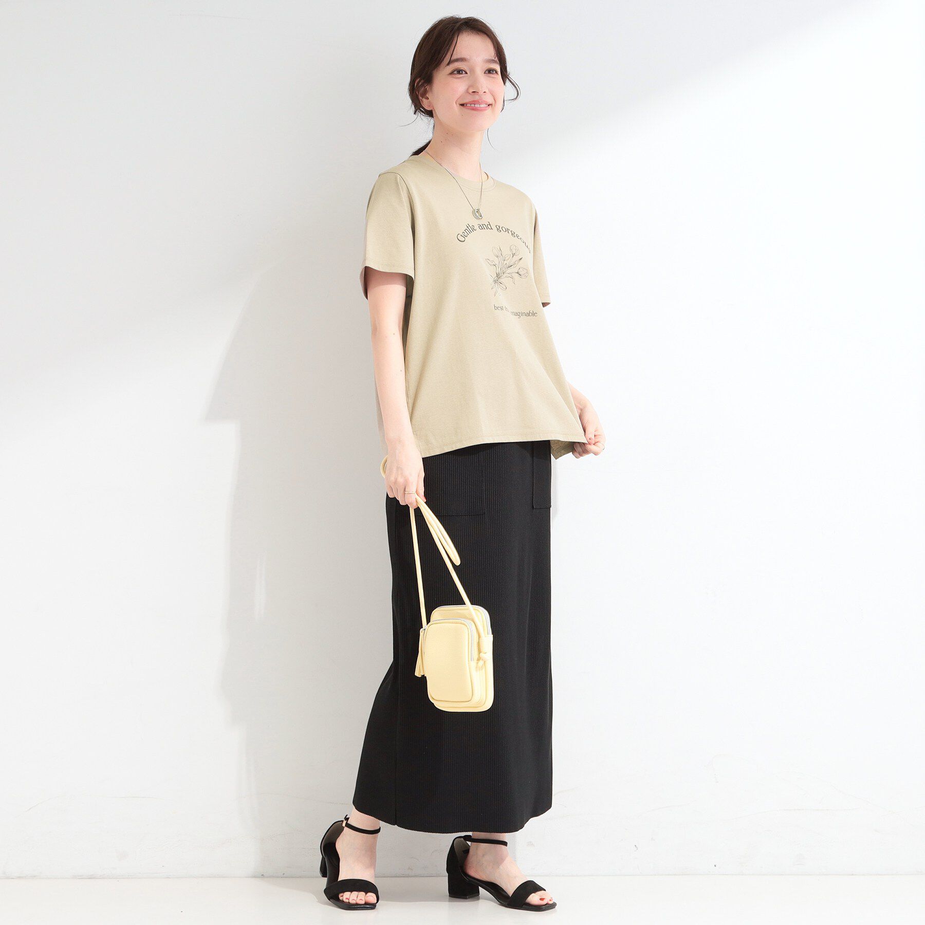SHOO･LA･RUE「【ひんやり/S-LL/洗濯機可】真夏に着たい 大人のベーシックカラープリントTシャツ」|Tシャツ・カットソー|