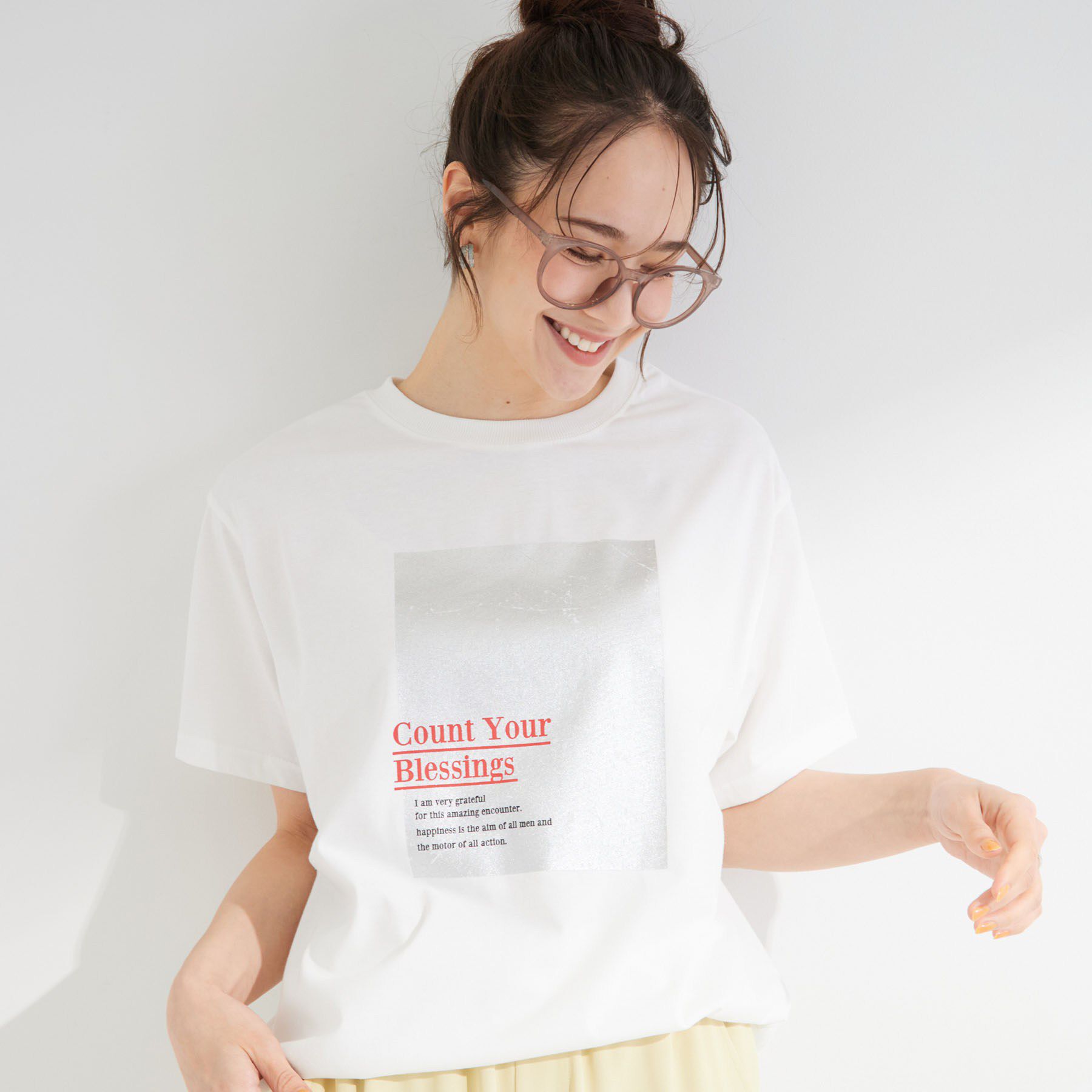SHOO･LA･RUE「【ひんやり/S-LL】選べる4柄　デイリー使いにぴったりな 大人の頼れるTシャツ」|Tシャツ・カットソー|ホワイト(101)