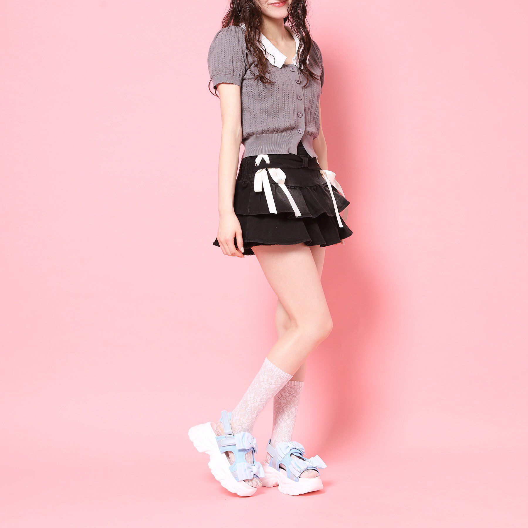 csT&P「厚底ダブルリボンガーリーサンダル」|サンダル|