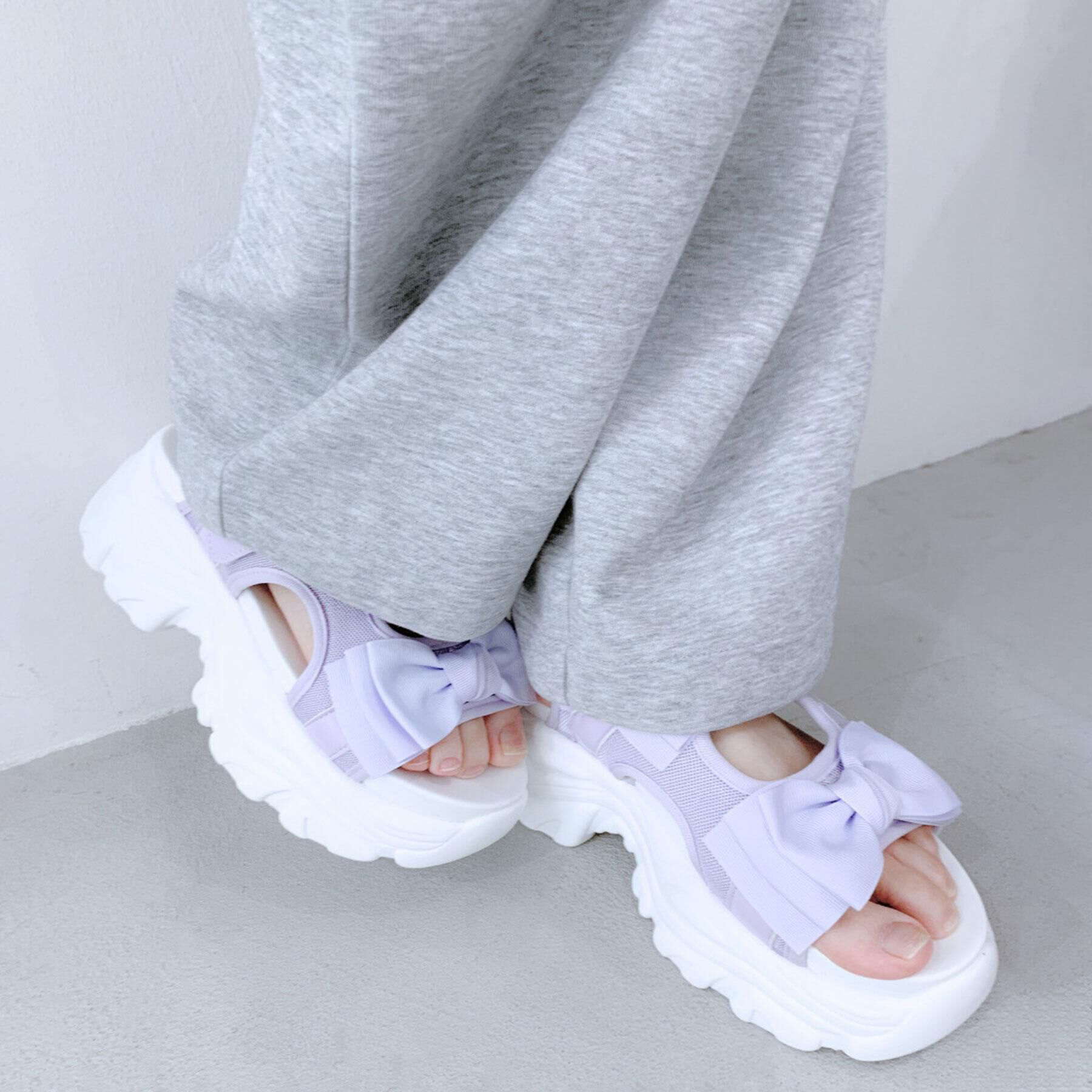 csT&P「厚底ダブルリボンガーリーサンダル」|サンダル|パープル(082)