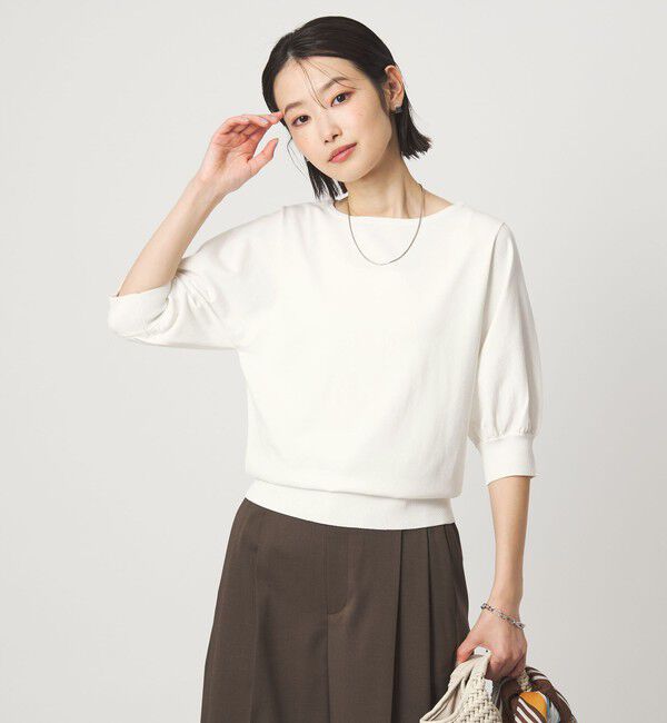 UNITED ARROWS green label relaxing「HIYOKE フォルム スリーブ プルオーバー ニット」|ニット・セーター|WHITE