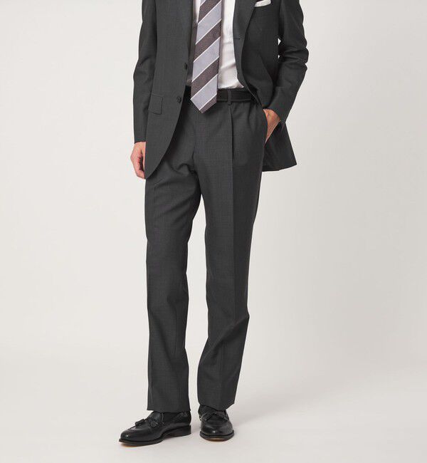 UNITED ARROWS green label relaxing「GUABELLO ドビー HX 1プリーツ スーツパンツ」|スーツ|DK.GRAY