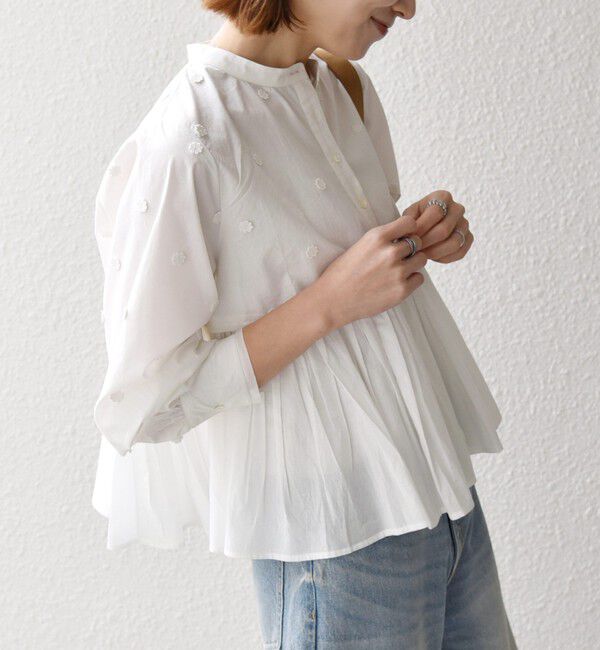SHIPS any「SHIPS any:〈洗濯機可能〉フラワー モチーフ ペプラム ギャザー シャツ ブラウス」|シャツ・ブラウス|