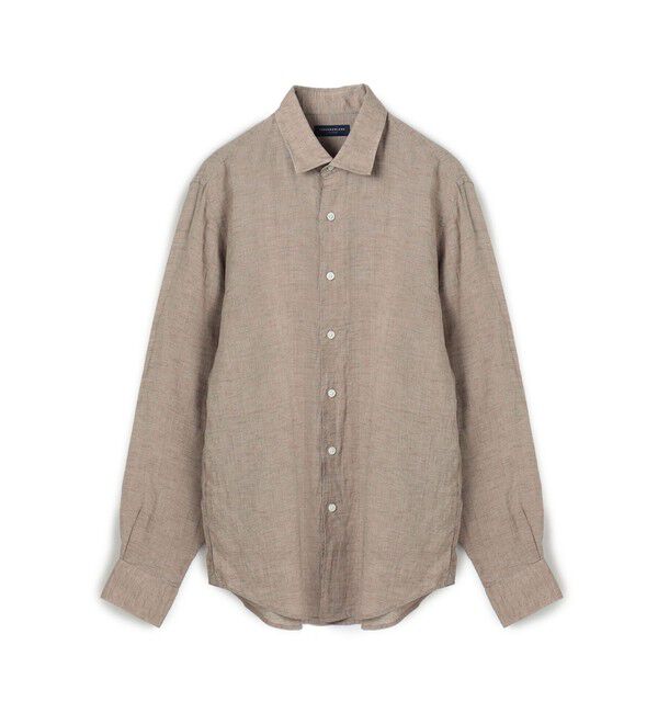 TOMORROWLAND MENS「リネン セミワイドカラーロングスリーブシャツ SAHARA ALBINI」|シャツ・ブラウス|43 ベージュ