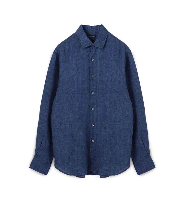TOMORROWLAND MENS「リネン セミワイドカラーロングスリーブシャツ SAHARA ALBINI」|シャツ・ブラウス|67 ダークブルー